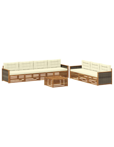 Set di divani da esterno con cuscino 8 pcs Naturale e Crema