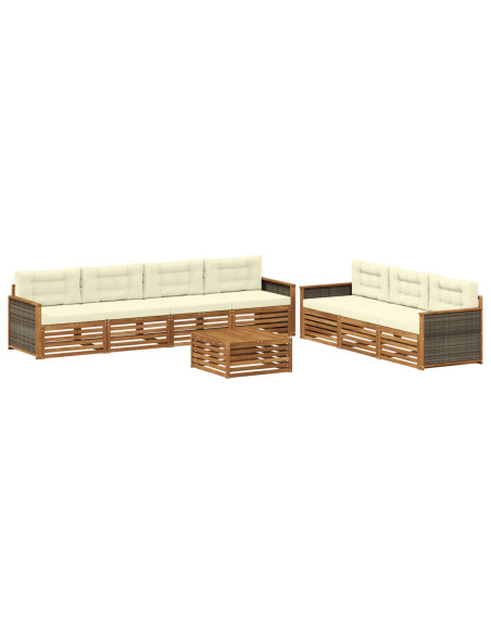 Set di divani da esterno con cuscino 8 pcs Naturale e Crema