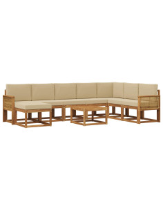 Set di divani da esterno con cuscino 9 pcs Naturale e Beige