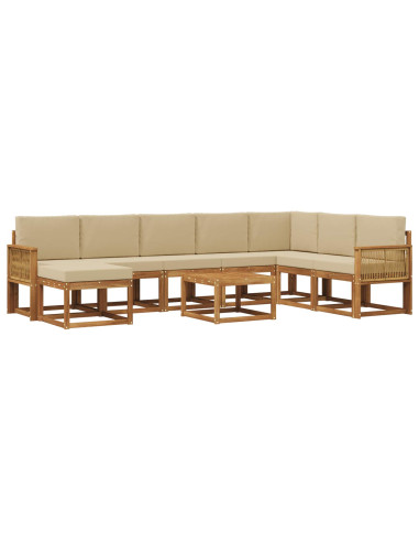 Set di divani da esterno con cuscino 9 pcs Naturale e Beige