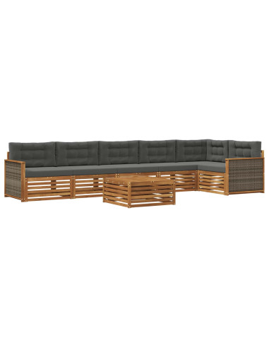 Set di divani da esterno con cuscino 7 pcs Naturale e Antracite