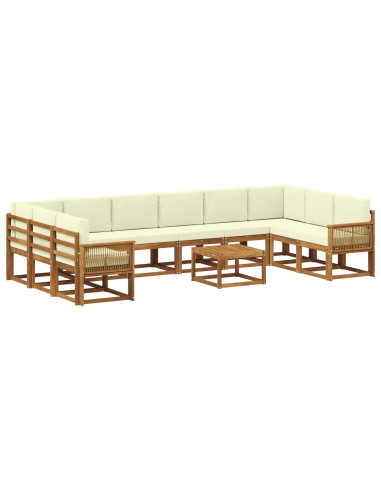 Set di divani da esterno con cuscino 11 pcs Naturale e Crema