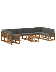 Set di divani da esterno 11 pcs Naturale e Antracite