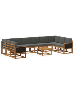 Set di divani da esterno 11 pcs Naturale e Antracite