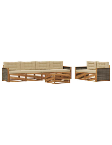 Set di divani da esterno con cuscino 7 pcs Naturale e Beige
