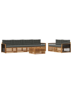 Set di divani da esterno con cuscino 7 pcs Naturale e Antracite