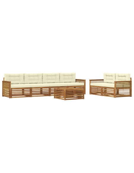Set di divani da esterno con cuscino 7 pcs Naturale e Crema