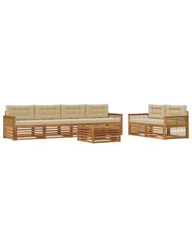 Set di divani da esterno con cuscino 7 pcs Naturale e Beige