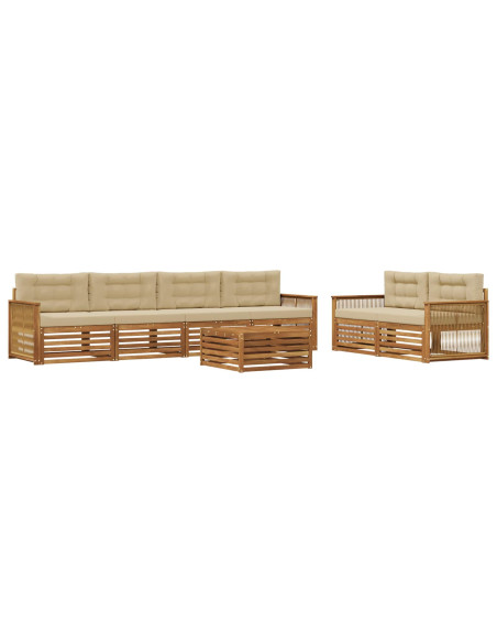 Set di divani da esterno con cuscino 7 pcs Naturale e Beige