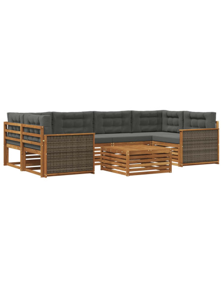 Set di divani da esterno con cuscino 7 pcs Naturale e Antracite