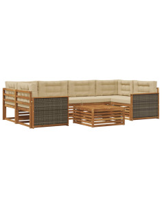 Set di divani da esterno con cuscino 7 pcs Naturale e Beige