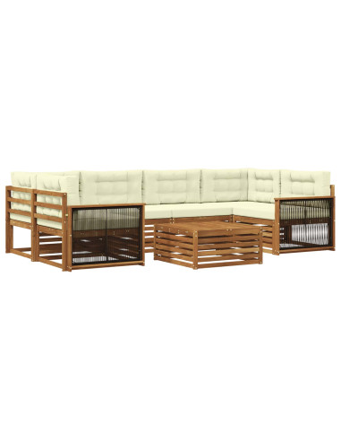 Set di divani da esterno con cuscino 7 pcs Naturale e Crema