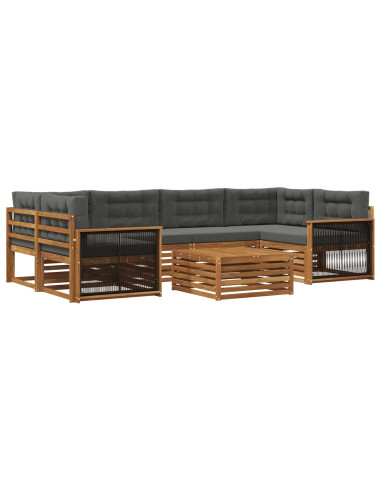 Set di divani da esterno con cuscino 7 pcs Naturale e Antracite