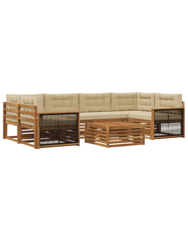 Set di divani da esterno con cuscino 7 pcs Naturale e Beige