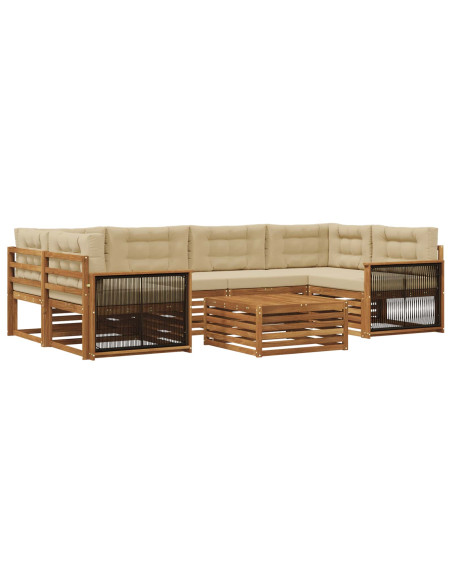 Set di divani da esterno con cuscino 7 pcs Naturale e Beige