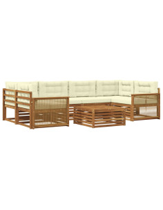 Set di divani da esterno con cuscino 7 pcs Naturale e Crema