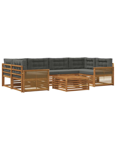 Set di divani da esterno con cuscino 7 pcs Naturale e Antracite