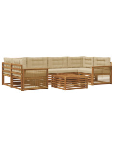 Set di divani da esterno con cuscino 7 pcs Naturale e Beige