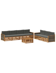 Set di divani da esterno con cuscino 8 pcs Naturale e Antracite