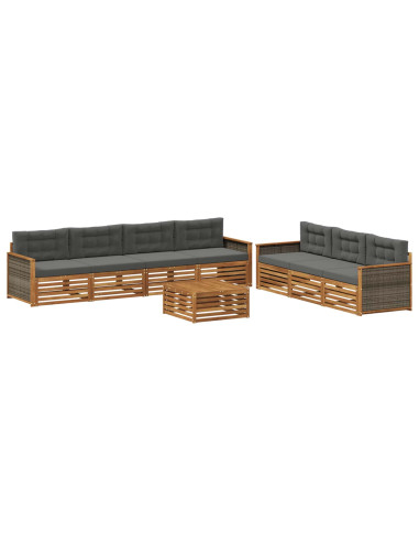 Set di divani da esterno con cuscino 8 pcs Naturale e Antracite