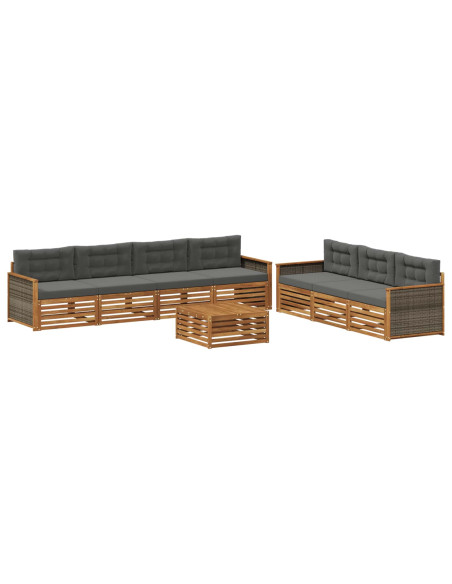 Set di divani da esterno con cuscino 8 pcs Naturale e Antracite