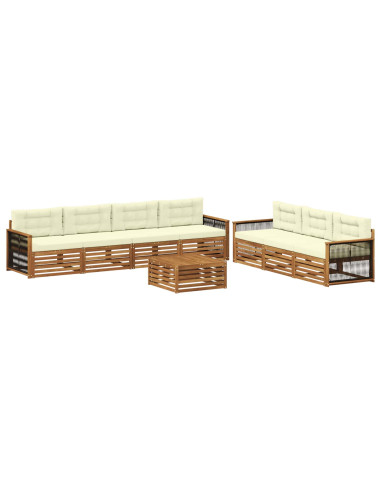 Set di divani da esterno con cuscino 8 pcs Naturale e Crema