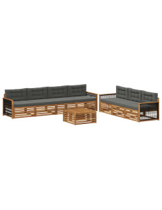 Set di divani da esterno con cuscino 8 pcs Naturale e Antracite