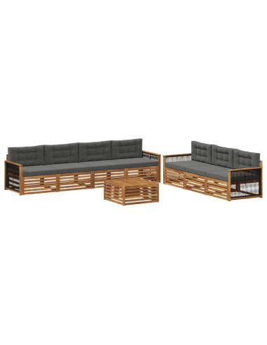 Set di divani da esterno con cuscino 8 pcs Naturale e Antracite
