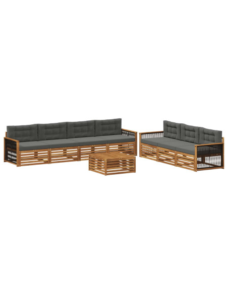 Set di divani da esterno con cuscino 8 pcs Naturale e Antracite