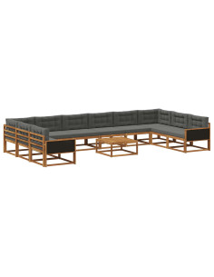 Set di divani da esterno 11 pcs Naturale e Antracite