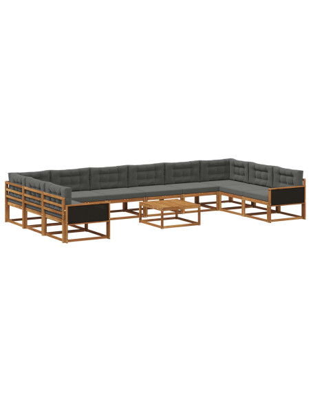 Set di divani da esterno 11 pcs Naturale e Antracite