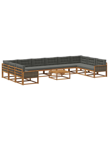 Set di divani da esterno 11 pcs Naturale e Antracite