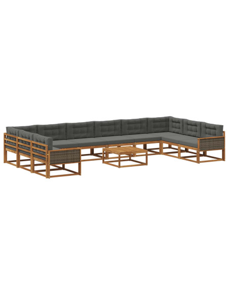 Set di divani da esterno 11 pcs Naturale e Antracite