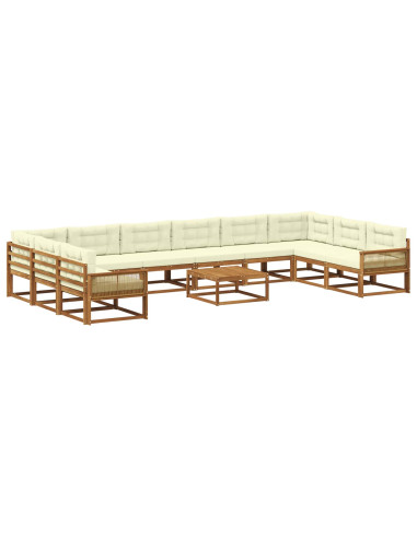 Set di divani da esterno con cuscino 11 pcs Naturale e Crema