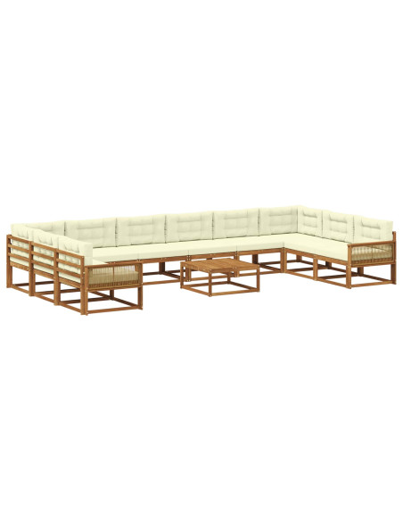 Set di divani da esterno con cuscino 11 pcs Naturale e Crema