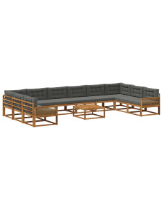 Set di divani da esterno 11 pcs Naturale e Antracite