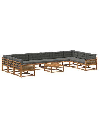 Set di divani da esterno 11 pcs Naturale e Antracite