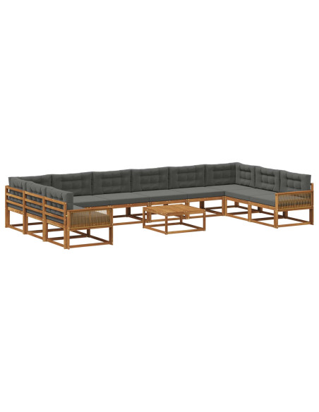 Set di divani da esterno 11 pcs Naturale e Antracite
