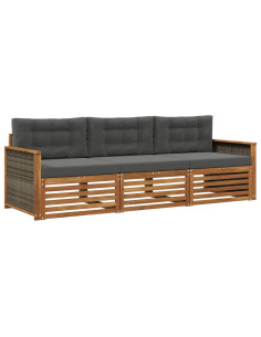 Set di divani da esterno con cuscino 3 pcs Naturale e Antracite