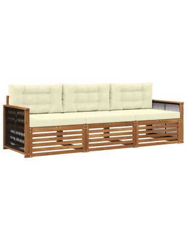 Set di divani da esterno con cuscino 3 pcs Naturale e Crema