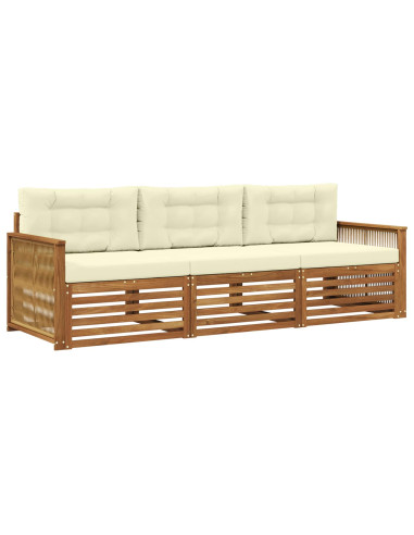 Set di divani da esterno con cuscino 3 pcs Naturale e Crema