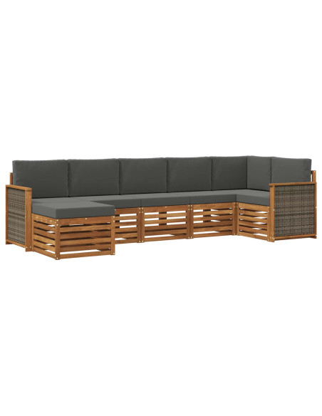 Set divano sezionale con cuscino 6 pcs Naturale e Antracite