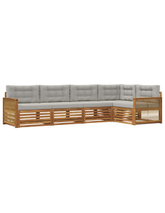 Set di divani da esterno 5 pcs Naturale e Grigio Chiaro