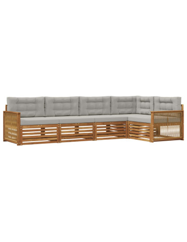 Set di divani da esterno 5 pcs Naturale e Grigio Chiaro