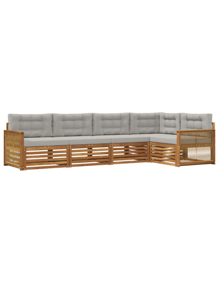Set di divani da esterno 5 pcs Naturale e Grigio Chiaro