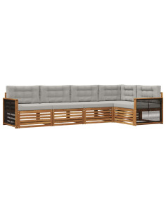 Set di divani da esterno 5 pcs Naturale e Grigio Chiaro