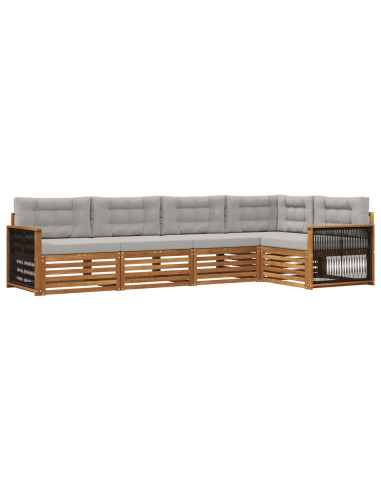 Set di divani da esterno 5 pcs Naturale e Grigio Chiaro