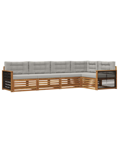 Set di divani da esterno 5 pcs Naturale e Grigio Chiaro