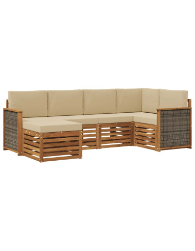 Set divano sezionale con cuscino 5 pcs Naturale