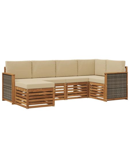Set divano sezionale con cuscino 5 pcs Naturale